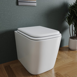 Sedile WC In Legno MDF Copriwater Tavoletta Universale Rapido Montaggio Per Tutti i WC Standard Portata 150 Kg Cerniere In Ottone 44 × 36 Cm Bianco