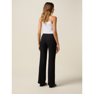 Oltre - Pantalones palazzo en satén enver - Negro