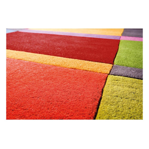 Tapis salon et chambre fait main en laine motif géométrique QUIZA