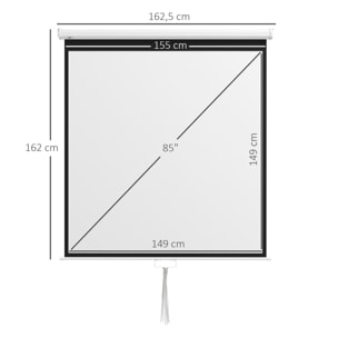 Écran de projection home-cinéma TV format 1:1 85 pouces 4K HD métal PVC blanc