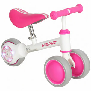 Draisienne enfant 3 roues roue AR lumineuse selle réglable rose