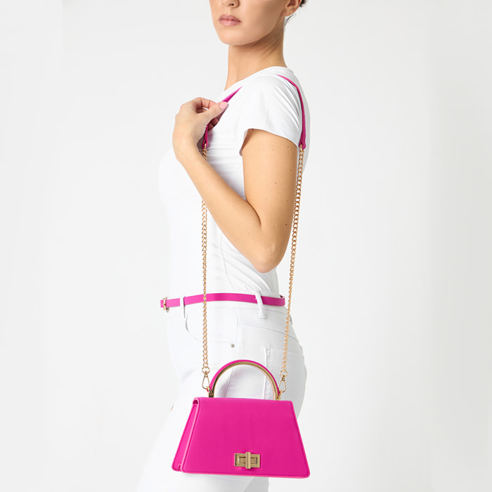 Mini bag donna fucsia in tessuto