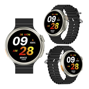 Smartwatch Z78 Ultra con corona multifunción inteligente, widgets personalizables, acceso directo a Siri. Termómetro, O2 y tensión.