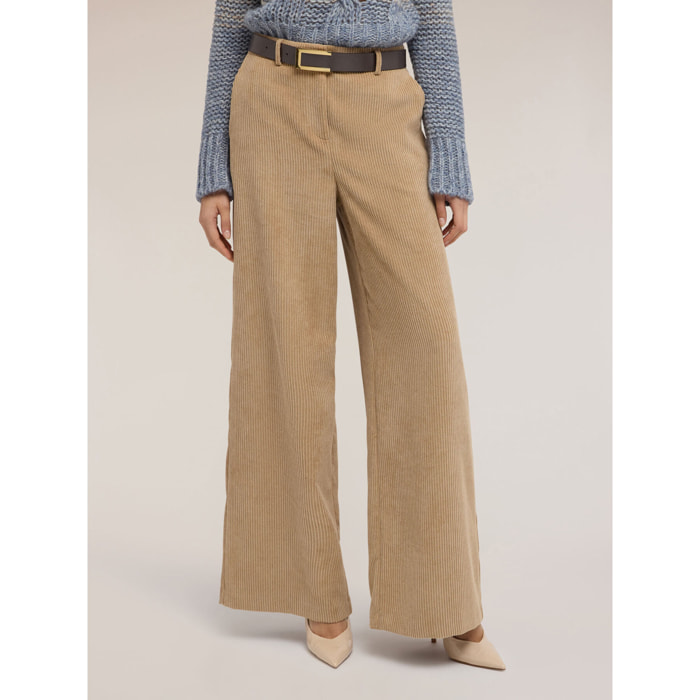 Motivi - Pantaloni palazzo in velluto millerighe - Beige