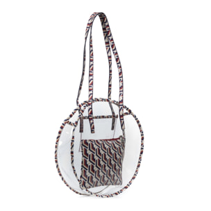 IRIA QUINTANA Borsa a Spalla da Donna Asti. Materiale PVC PU Pelle Sintetica Stampata 42x14x32 Cm. colore rosso