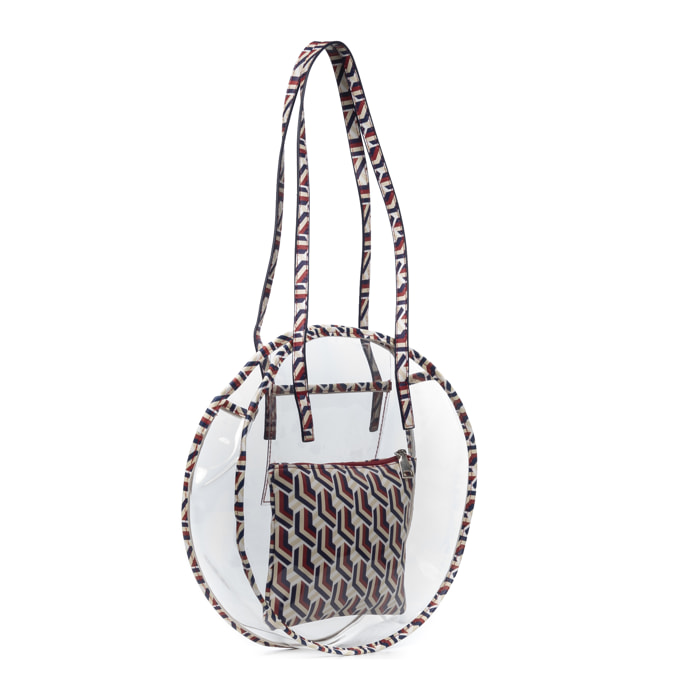 IRIA QUINTANA Borsa a Spalla da Donna Asti. Materiale PVC PU Pelle Sintetica Stampata 42x14x32 Cm. colore rosso
