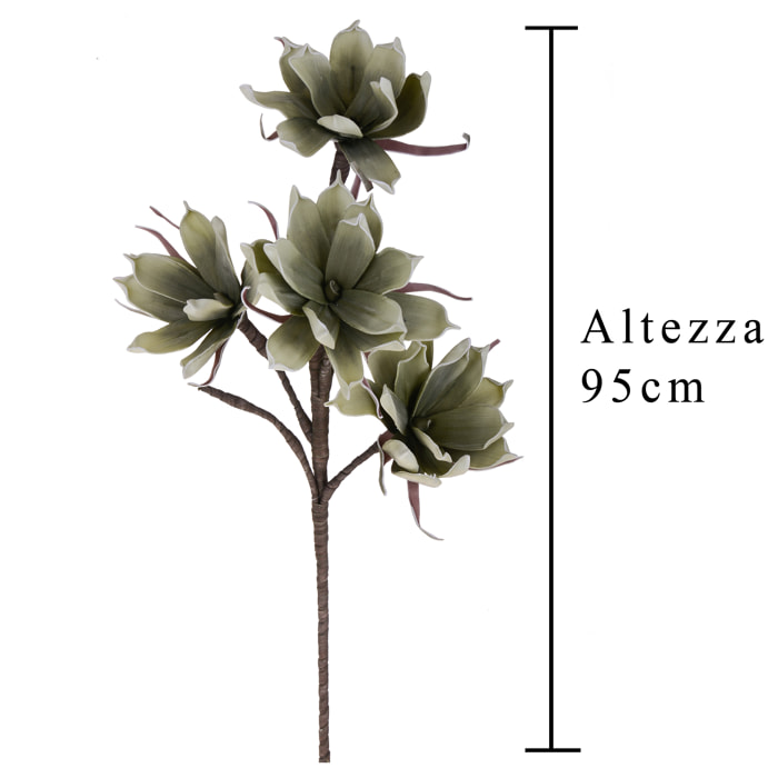 Magnolia Composta Da 4 Fiori. Altezza 95 Cm - Pezzi 3 - 30X95X15cm - Colore: Verde - Bianchi Dino - Fiori Artificiali