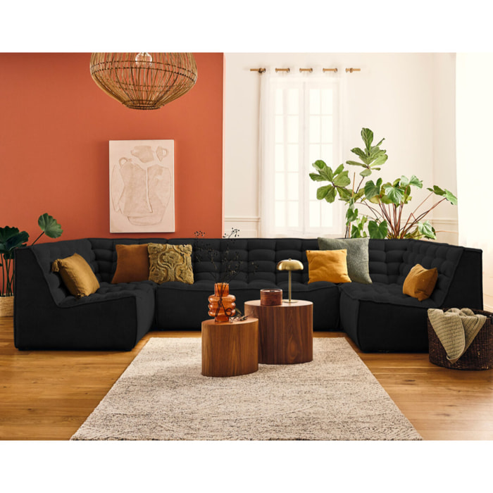 Ellie - fauteuil sans accoudoir en velours texturé - Noir