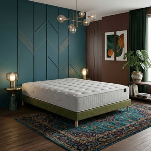 Ensemble matelas ressorts ensachés HÉCATE 2, H26 cm, sommier vert