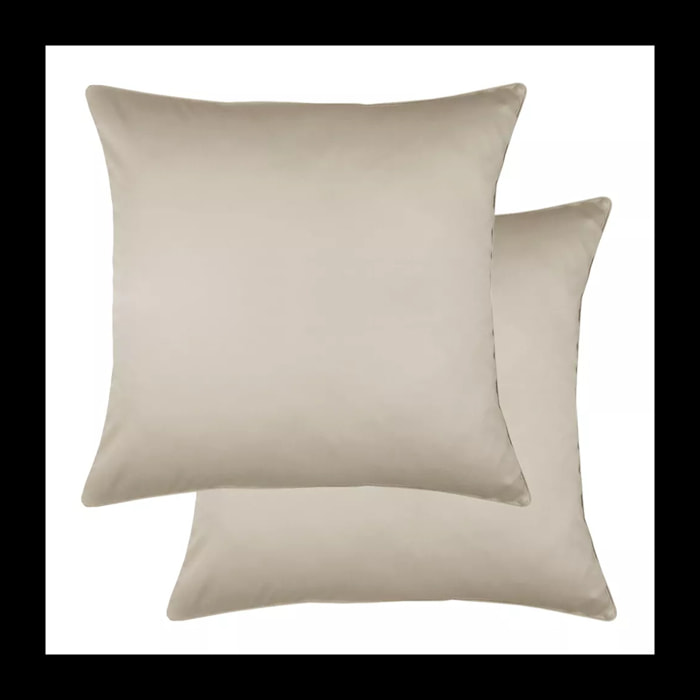 Lot de 2 taies satin de coton 115 g/m² uni beige Ava uni lin