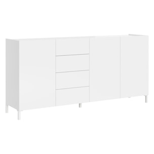 Aparador bajo 3 puertas y 4 cajones 174x40x84 Solaria blanco brillante