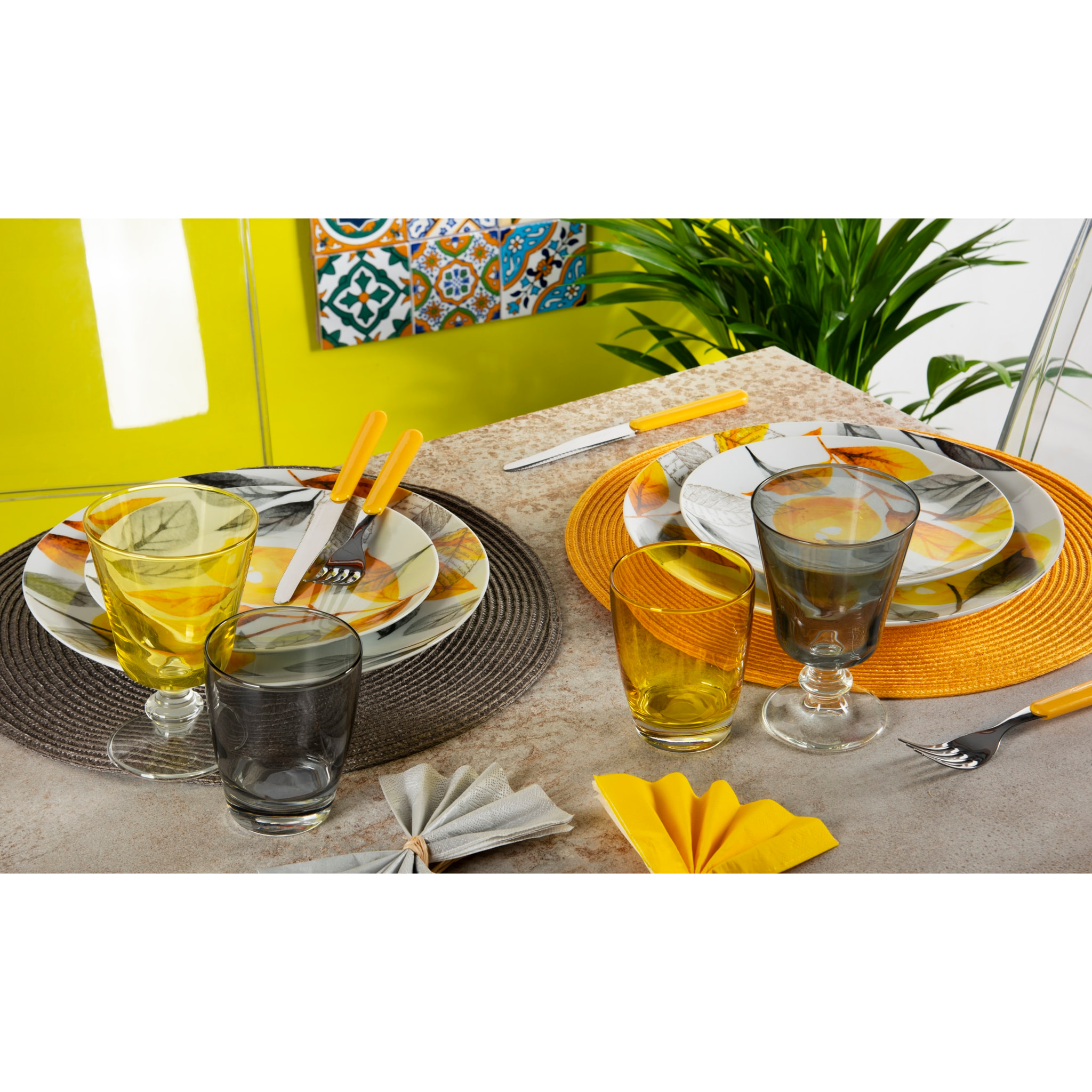 Servizio piatti 18 pezzi Excelsa – Lemon Grey, Porcellana Giallo