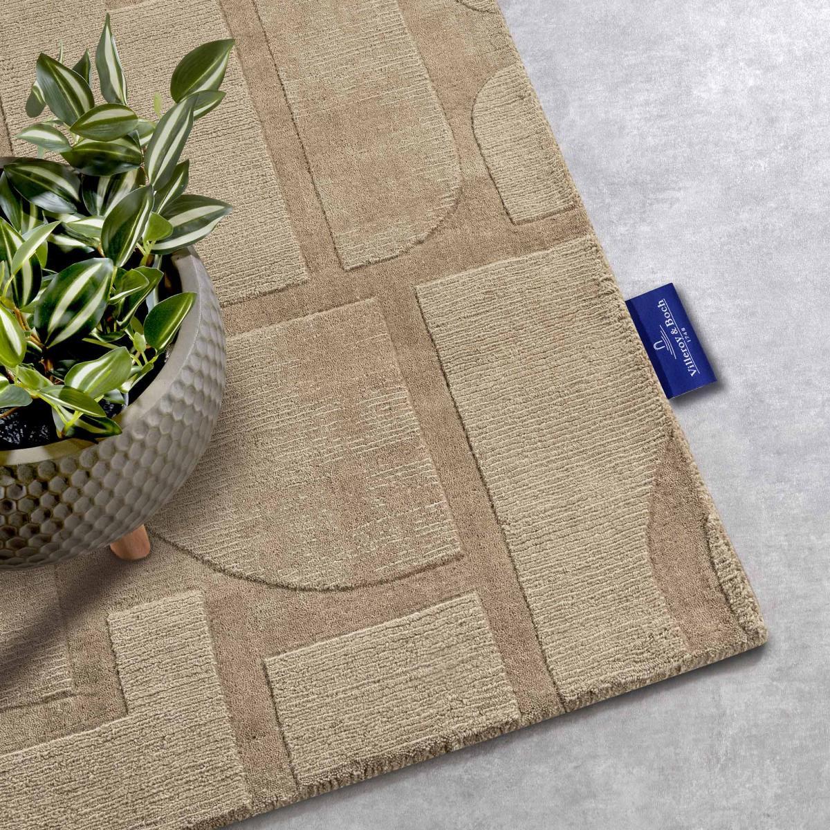 Tapis salon motif géométrique, laine tissée main, ziya authentique
