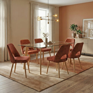 Set 4 sedie sala da pranzo in tessuto effetto velluto color mattone – Oblo