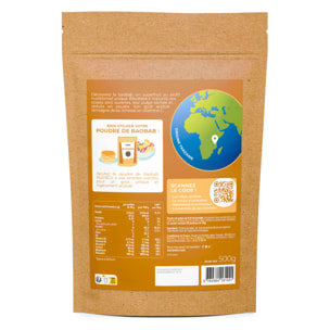 Nutri&Co Poudre de Baobab - Riche en antioxydants - 500g Vegan