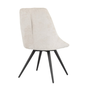 Chaise rotative 180° en tissu doux et pieds en métal noir - TOINOU