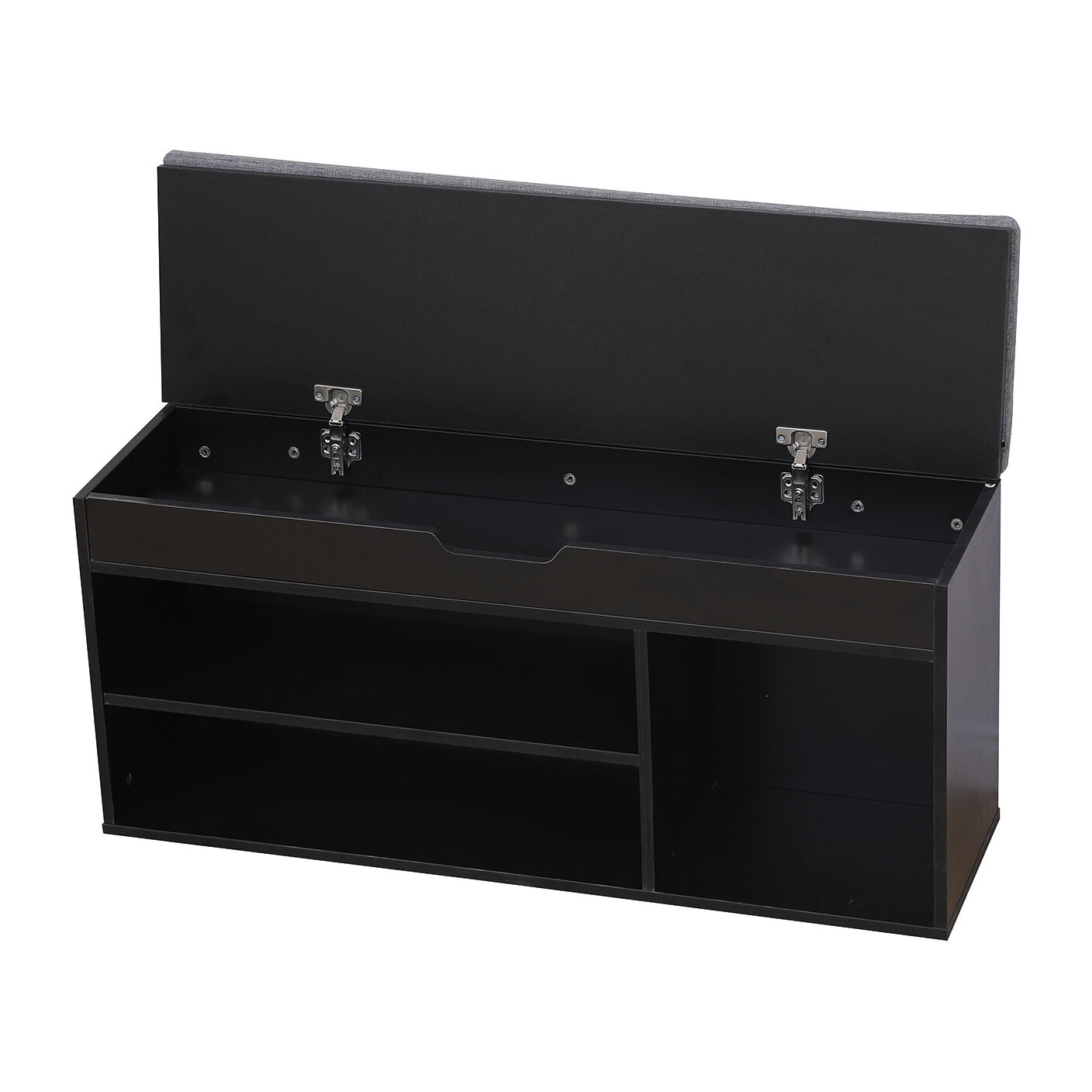 Meuble à chaussures trois casiers avec coffre noir ALAN