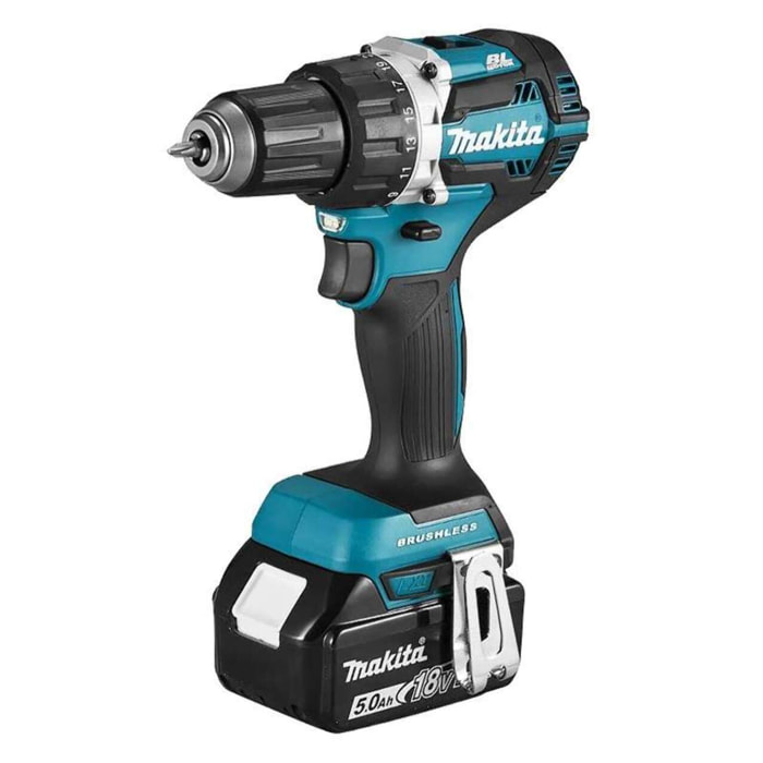 Perceuse visseuse 18V Ø 13 mm - MAKITA - Avec 2 batteries 18V Li-Ion 5.0 Ah, chargeur, MakPak- DDF484RTJ