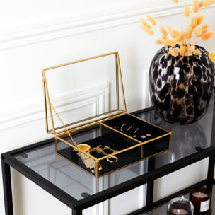 Boite A Bijoux Verre Et Velours Noir