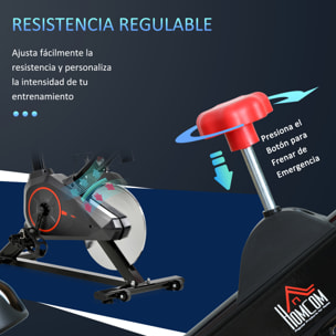 Bicicleta Estática Ciclo Indoor con Pantalla LCD Pulsómetro Sillín y Manillar Ajustables en Altura Volante de Inercia de 6 kg y Resistencia Regulable 85x46x114 cm Negro y Rojo