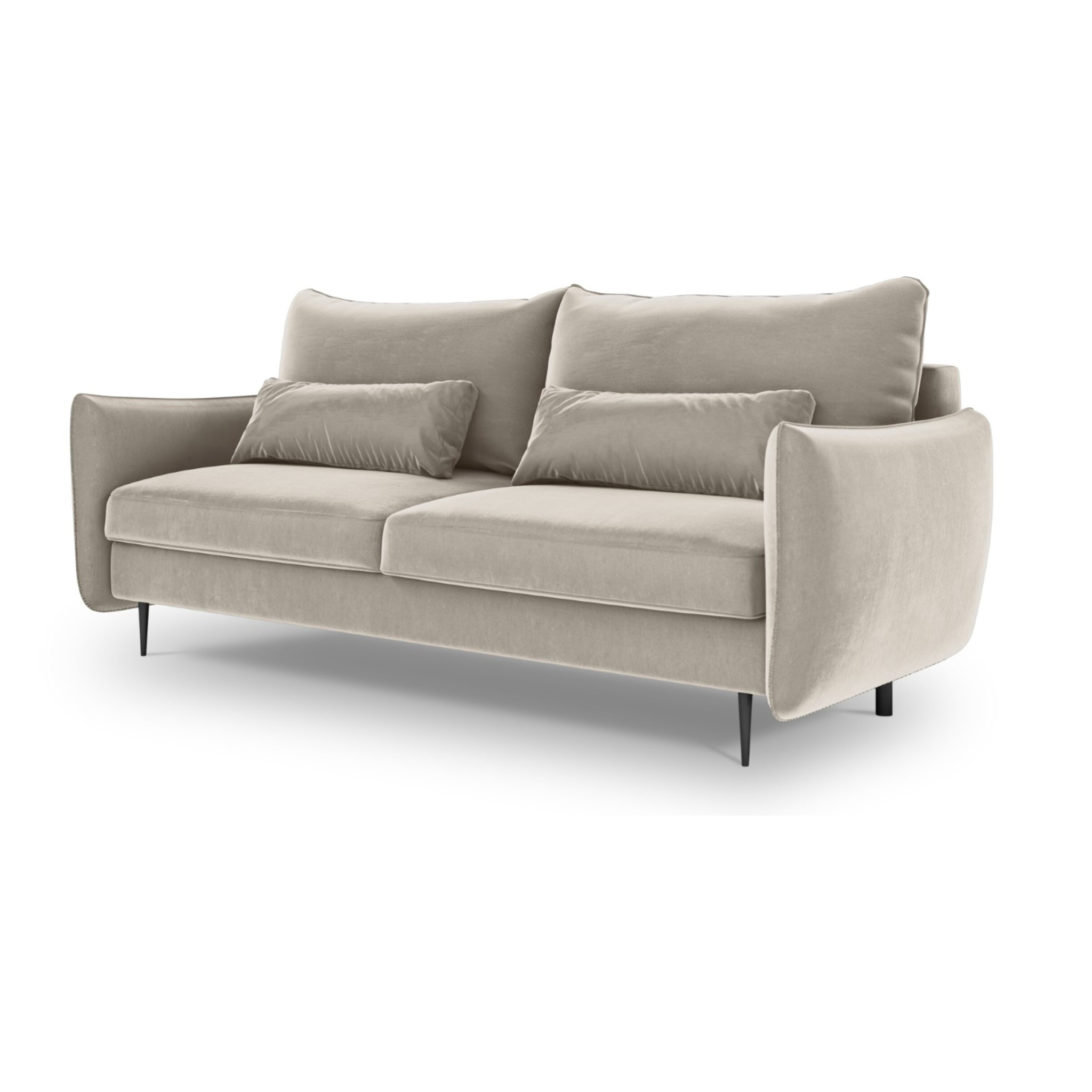 Canapé convertible avec coffre de rangement "Vermont" 3 places en velours beige clair
