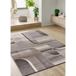 MEDEL Alfombra geométrica de pelo corto en gris, varias medidas disponibles