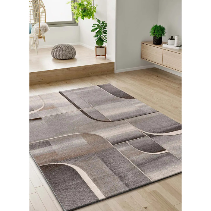 MEDEL Alfombra geométrica de pelo corto en gris, varias medidas disponibles