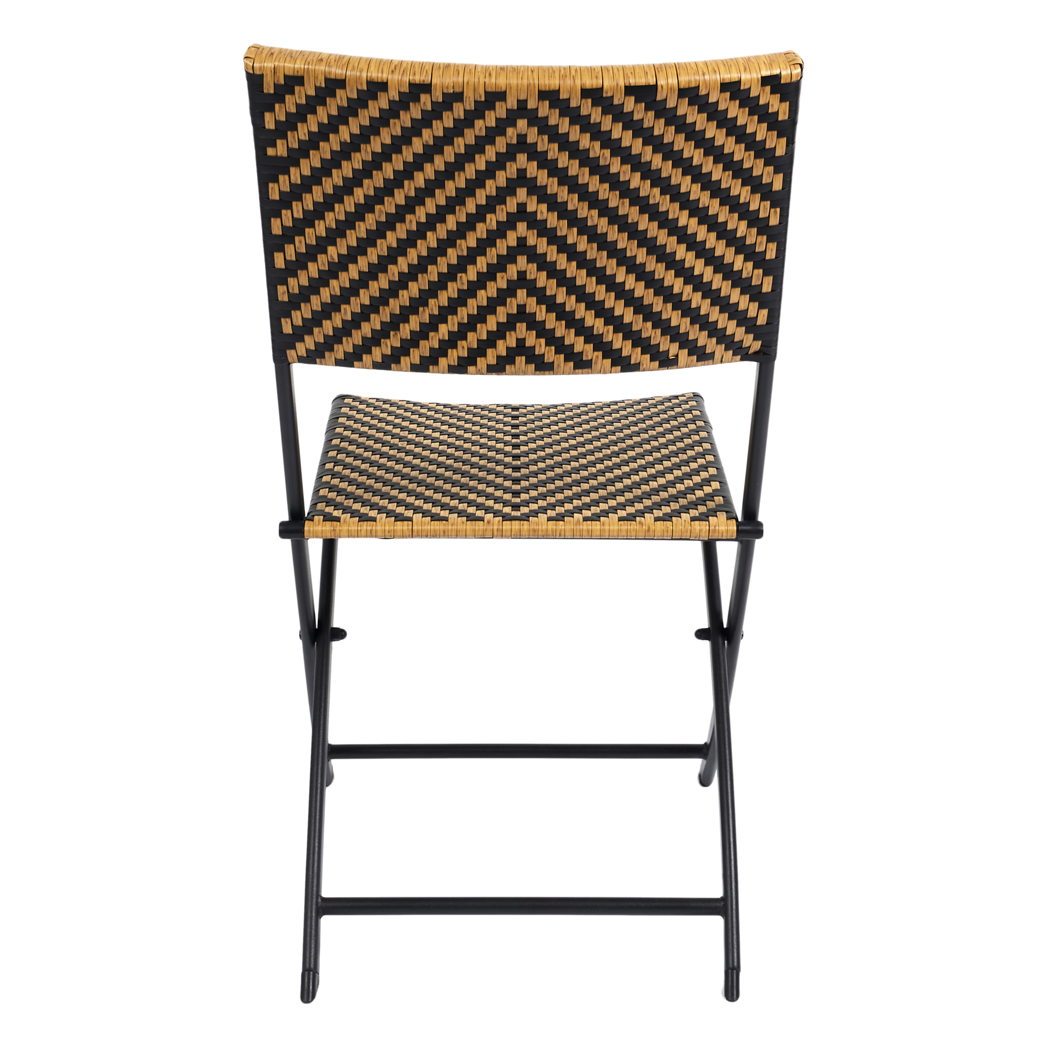 Chaise Pliante Tresse Noir Et Naturel - Lot De 4