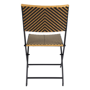 Chaise Pliante Tresse Noir Et Naturel - Lot De 4