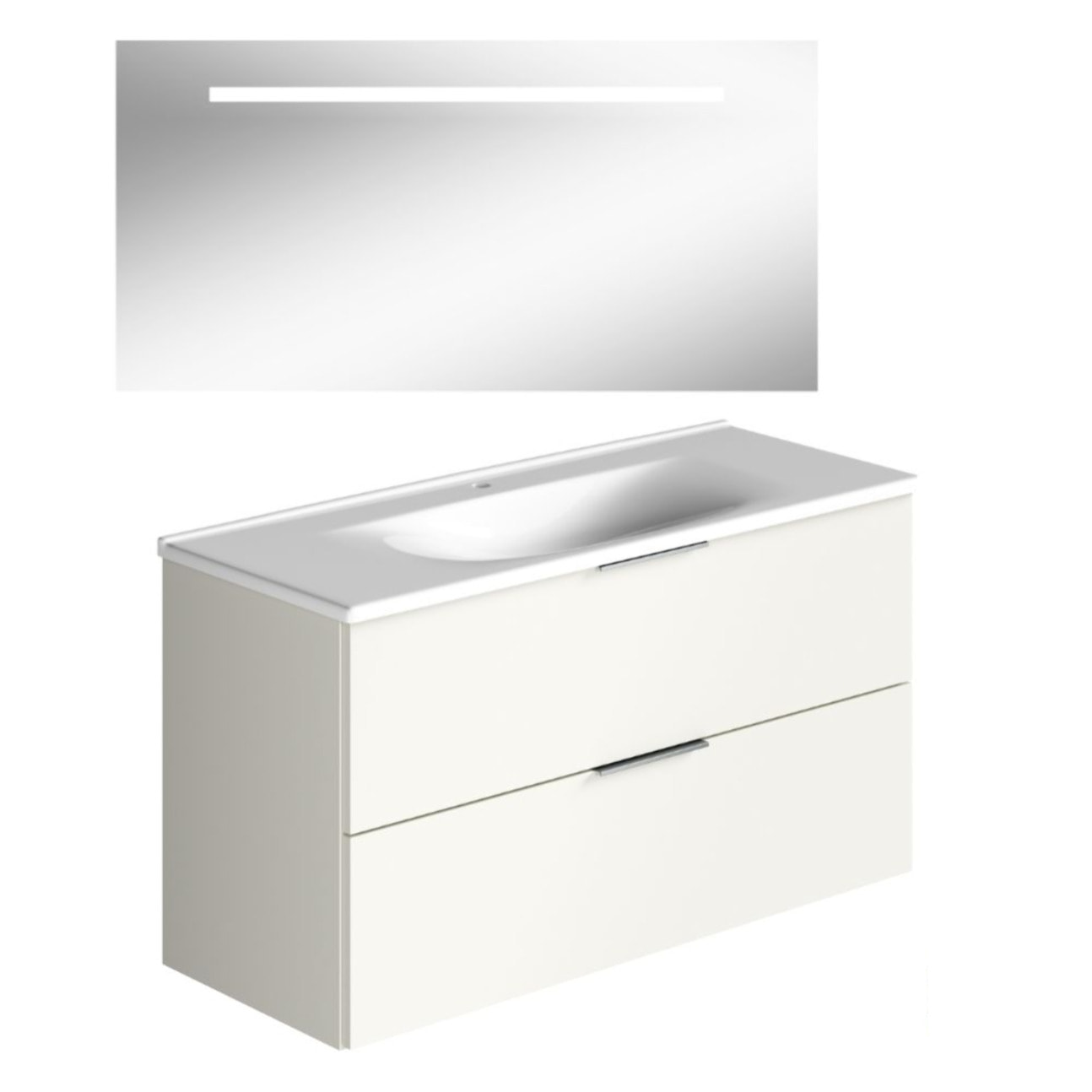 Meuble vasque 120 cm BURGBAD Olena blanc brillant + miroir