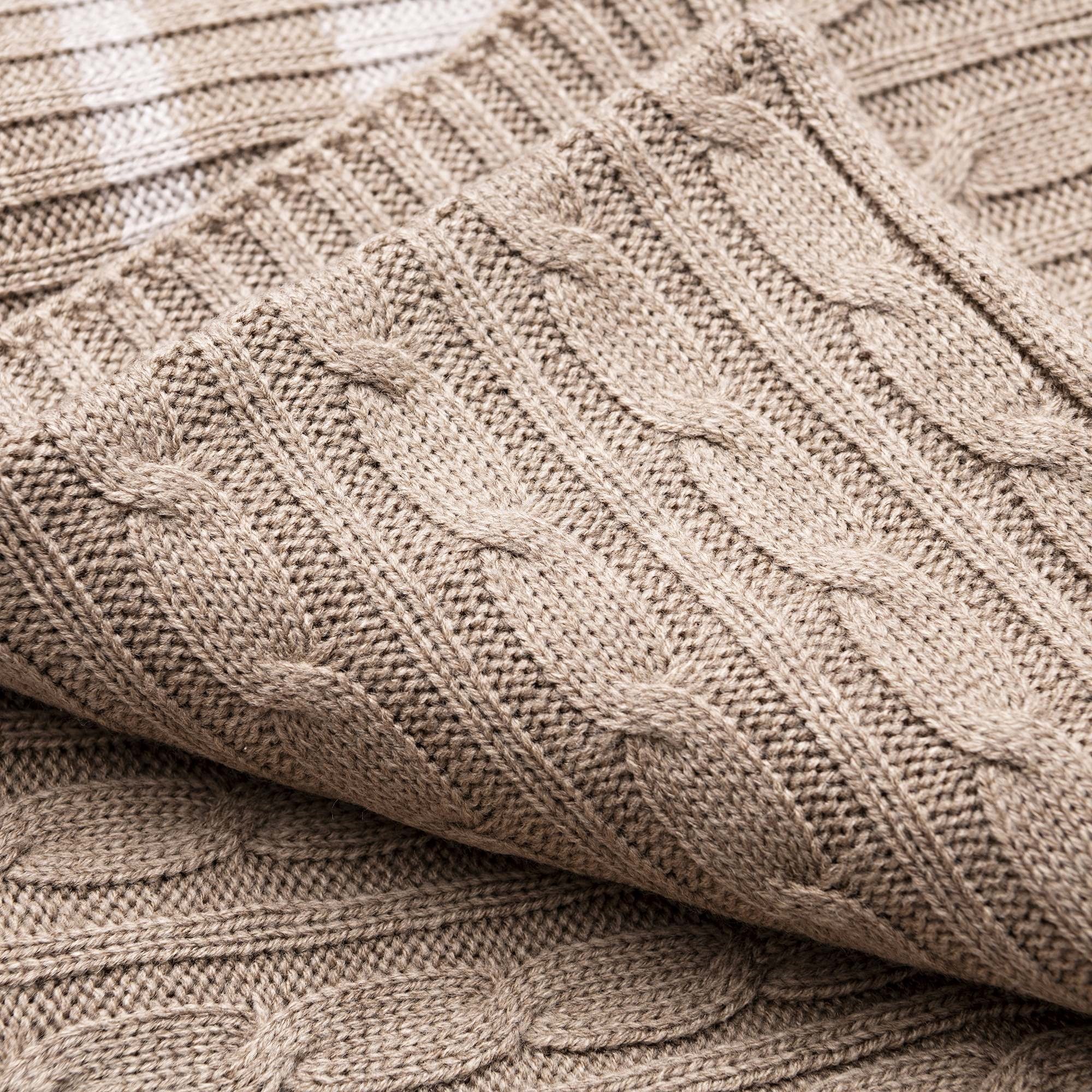 Manta punto de ochos 140x190cm 100% acrílico 200gsm marrón con rallas beige scalpers home