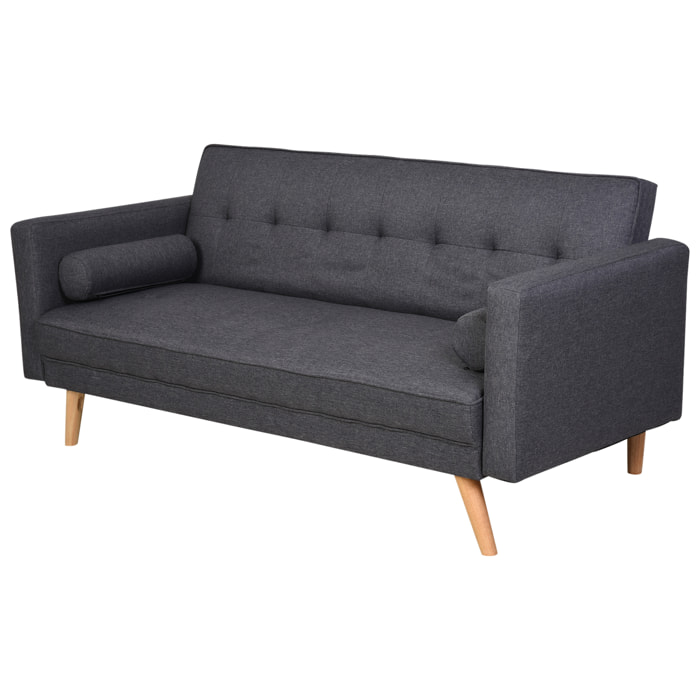 Sofá Cama de 3 Plazas con Reposabrazos 187x90x86,5 cm Gris