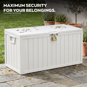 Neo 75 - Baule Portaoggetti da Giardino 110x46x53 cm 285 lt Contenitore Lucchettabile in Resina Bianco