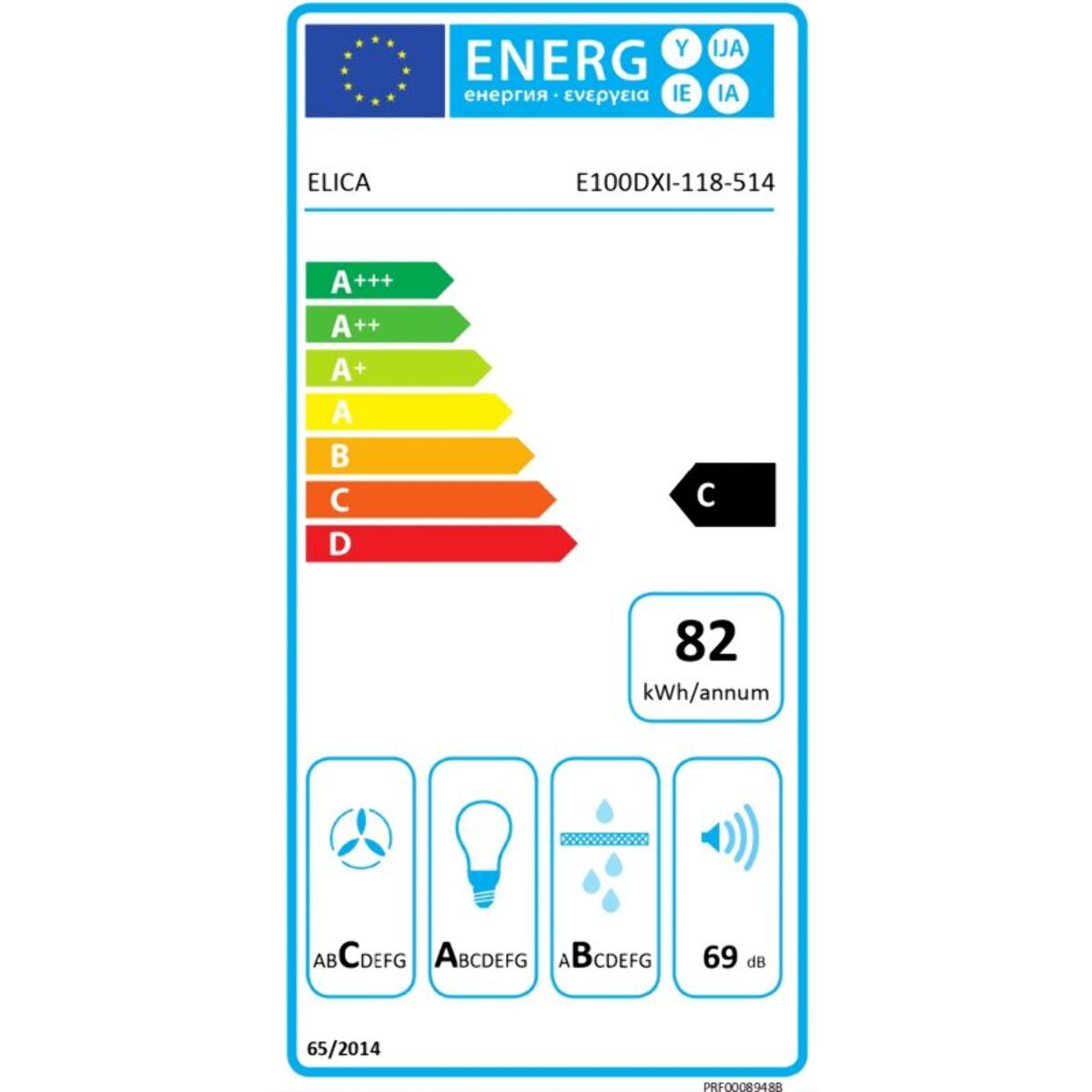 Hotte décorative murale ELICA GALAXY BLIX/A/80