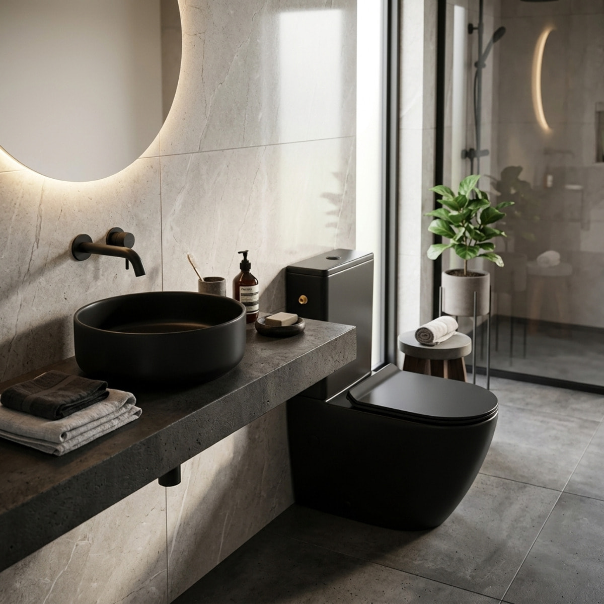 PixL WC à poser sans bride + abattant SoftClose + réservoir de chasse, alimentation latérale, noir mat (CEPX030RREXVPBKM)