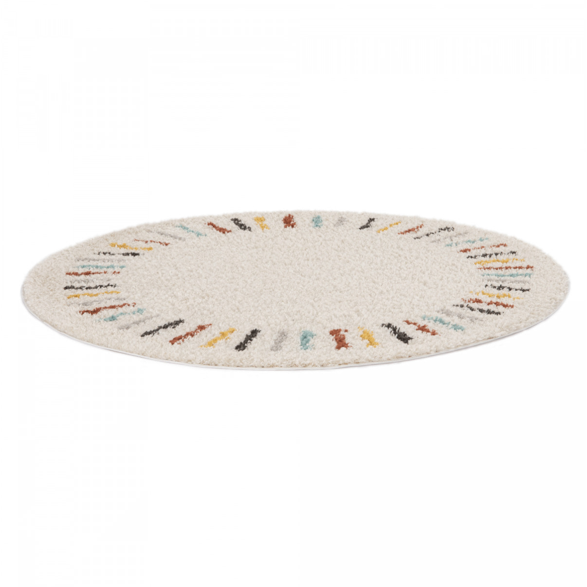 Tapis salon RADI 3 Beige 160x160 rond en polypropylène doux et soyeux