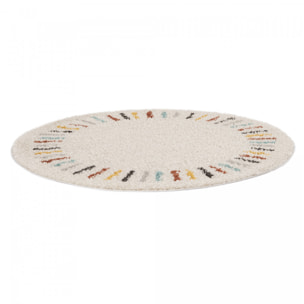 Tapis salon RADI 3 Beige 160x160 rond en polypropylène doux et soyeux