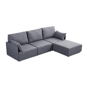 Sofá modular con chaiselongue 3 plazas y brazos Cubiq Gris