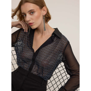 Motivi - Camisa con aplicación geométrica de strass - Negro