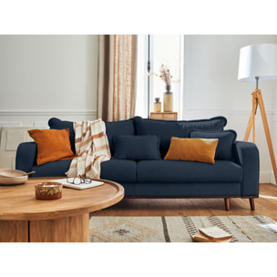 Albane - canapé 3 places - convertible avec coffre - en velours côtelé - Bleu Ardoise