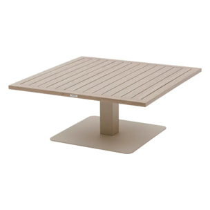 Table de jardin relevable carrée "Salimia" argile & lin 110 x 110 x 69cm en aluminium