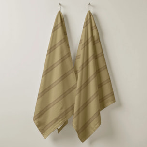 Lot de 2 torchons de cuisine 100% coton Nua Ocre