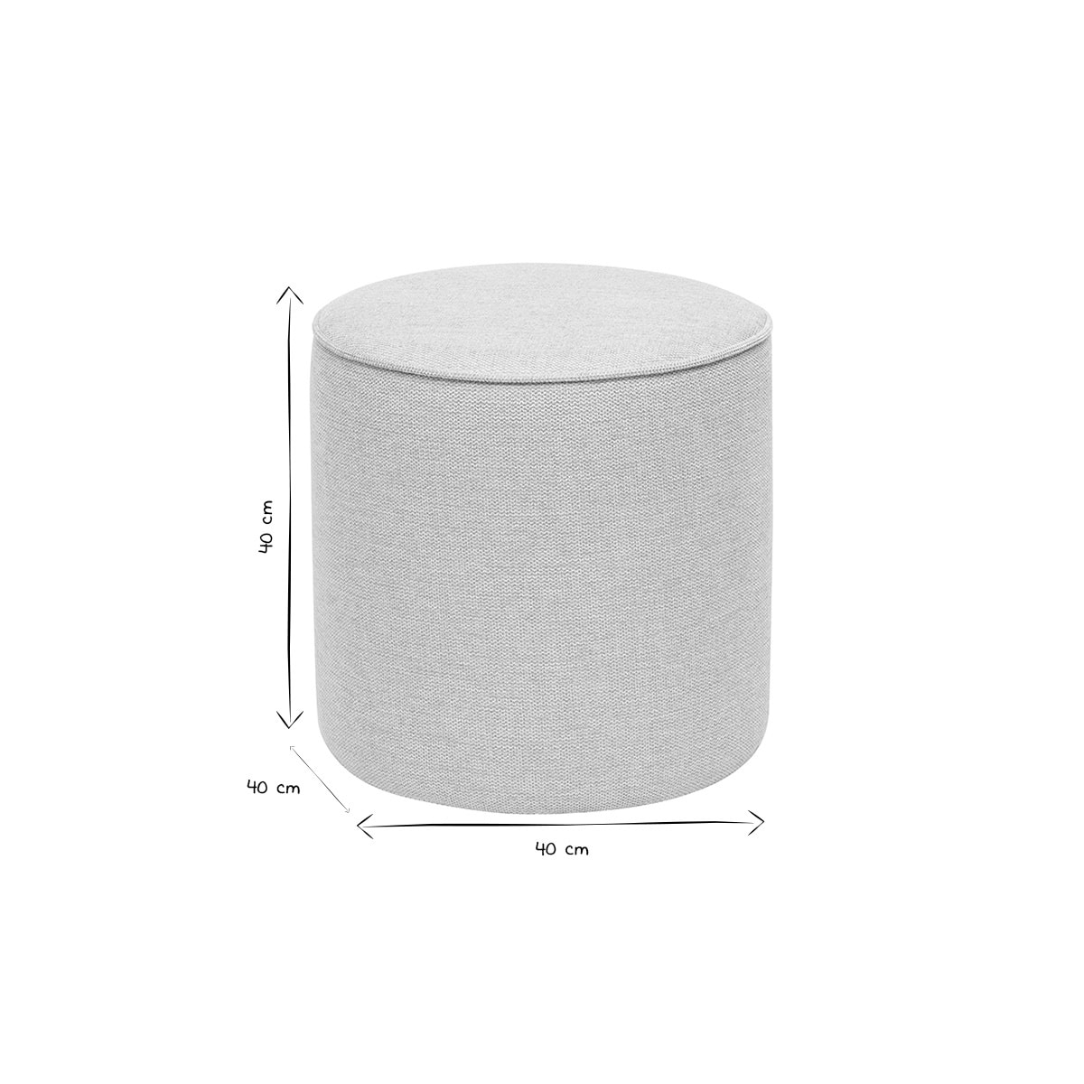 Pouf rond en tissu effet velours texturé beige D40 cm PAUL