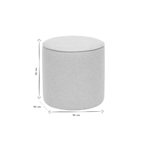 Pouf rond en tissu effet velours texturé beige D40 cm PAUL