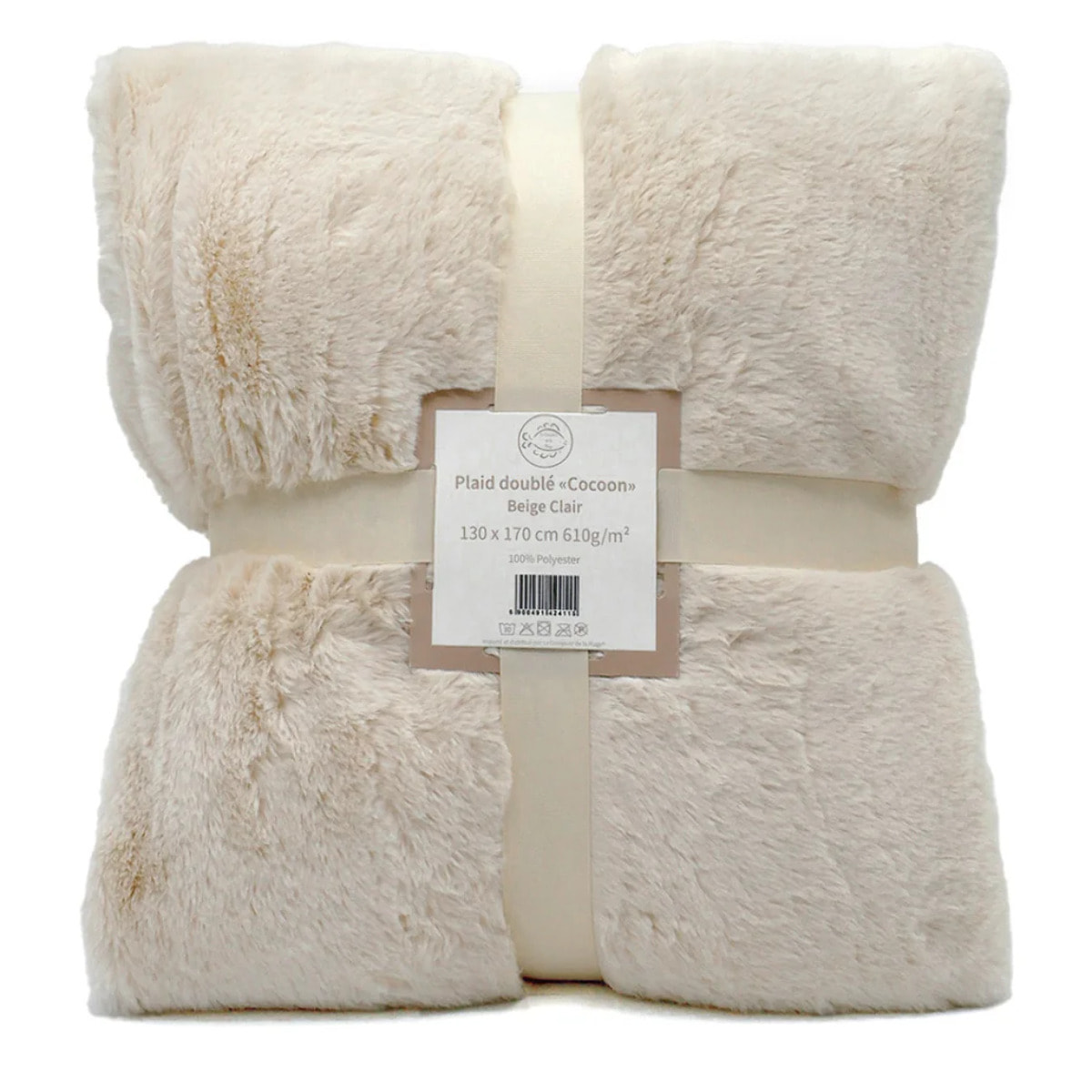 Plaid imitation "Lapin" - Cocoon Beige Clair - 130x170cm - 610g/m²