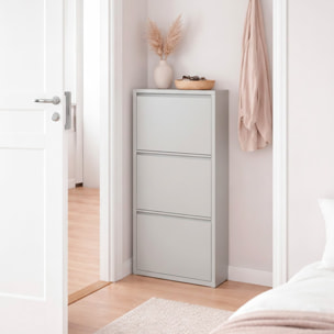 Scarpiera Slim In Metallo 3 Ante A Ribalta Ultra Sottile Salvaspazio Mobile Portascarpe Moderno Ingresso Camera Corridoio 104 x 50 x 15 Cm Grigio