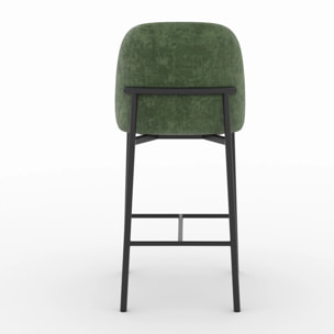 Lot de 2 chaises pour îlot central 67 cm en tissu vert sapin - Noah