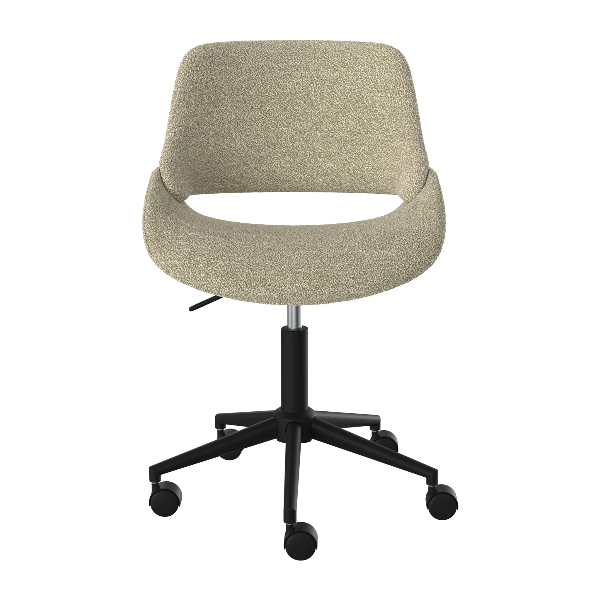 Chaise de bureau pivotante et réglable en tissu bouclé beige - Dune