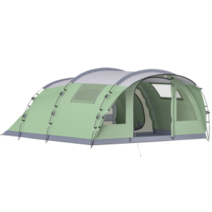 Tente de camping tunnel 4 personnes 2 pièces - étanche 3000mm - 505x390x196cm - vert