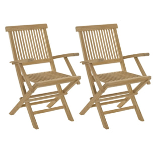 FUN - Ensemble de 2 fauteuils de jardin Java en bois Teck